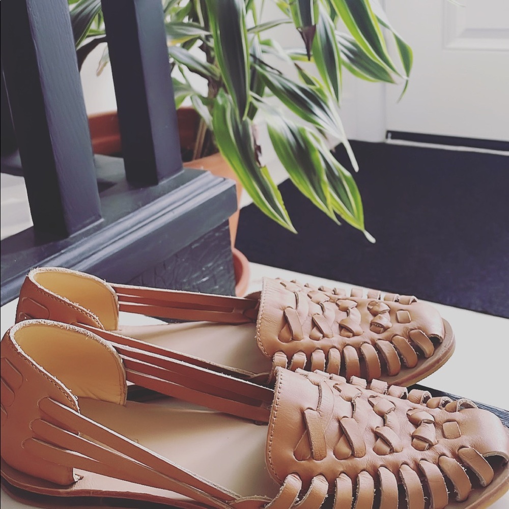 NISOLO handwoven leather flats worn once
